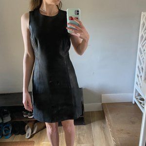 Theyskens' Theory Leather Sheath Dress 2 / XS Black Sleeveless Lambskin Quilted